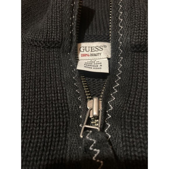 GUESS Men's Black Cardigan Zip Front Sweater Size Small American Vintage 1444-81 - Picture 3 of 7